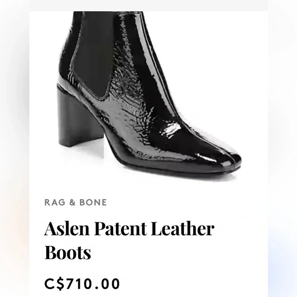 RAG & BONE
Aslen black Patent Leather Chelsea  
Boots. Size 8 edgy Streetwear - Picture 1 of 15